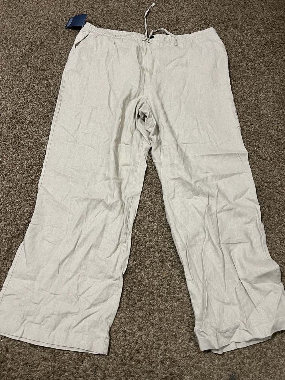 Gap Linen Blend Drawstring Wide Leg Pants Beige XL